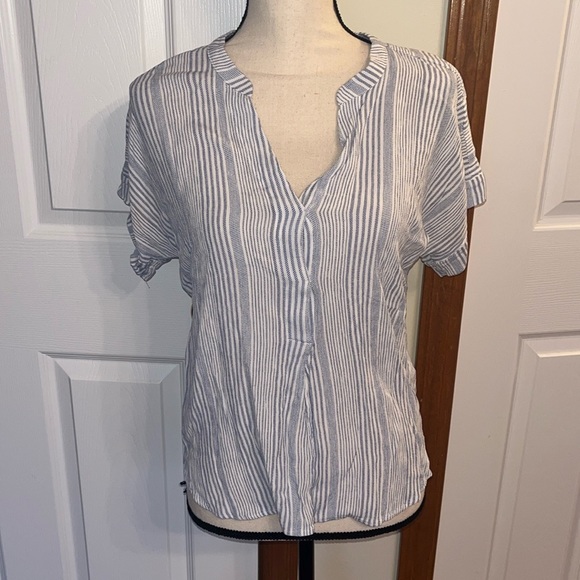 Red Stripe Bishop Sleeve H&M Blouse (New - 100% Cotton) - M/size 10 main image 1